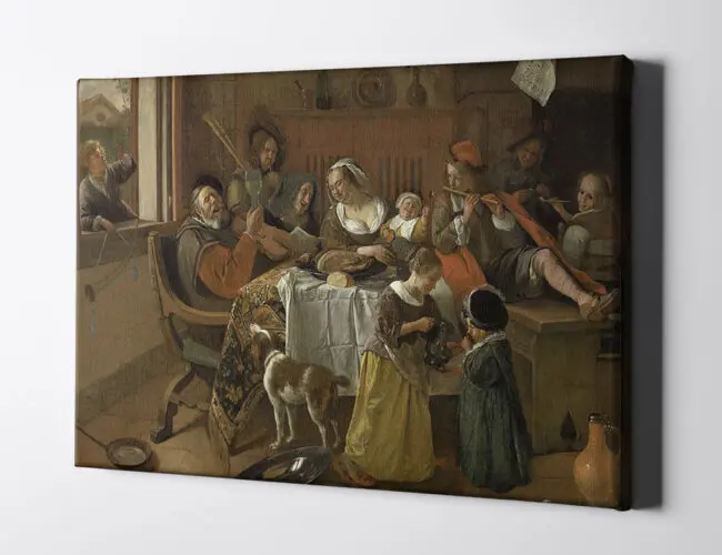 Het vrolijke huisgezin op canvas